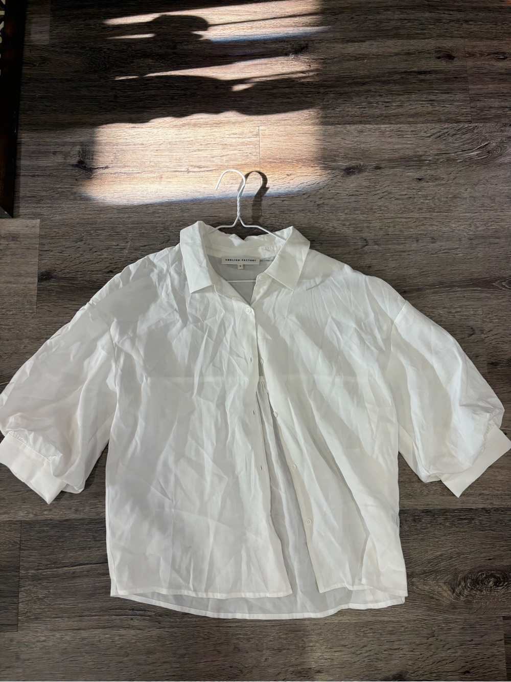 English Factory White Short-Sleeve Button-Up Blouse